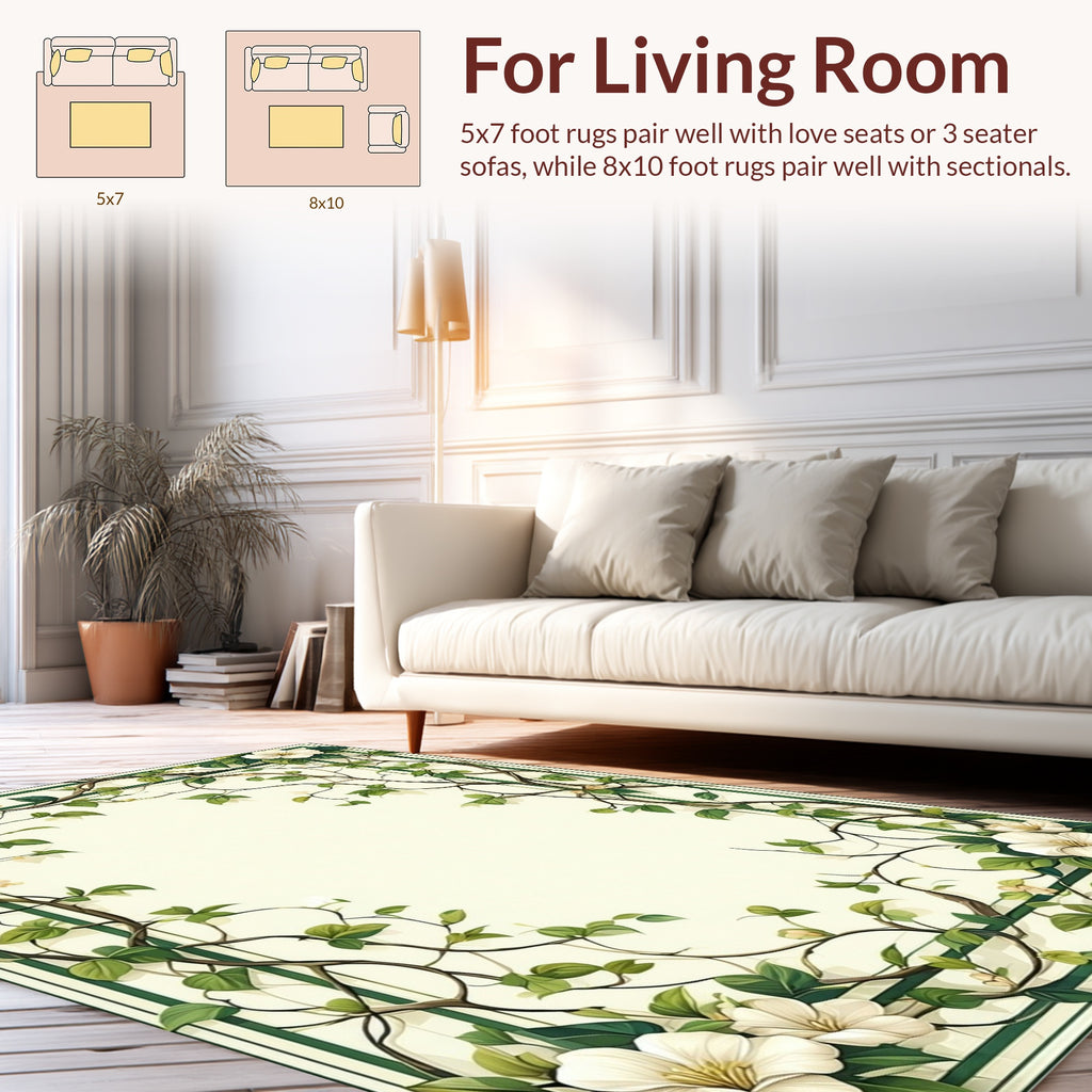 Nature Inspired Floral Vine Rug