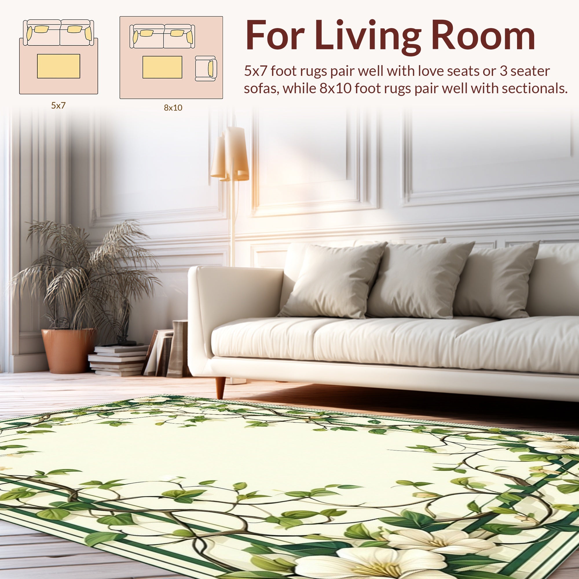 Nature Inspired Floral Vine Rug