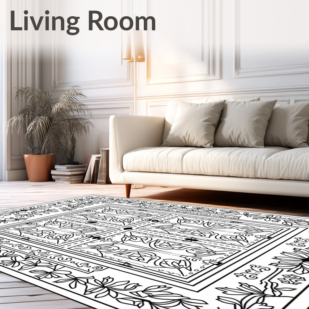 Ornate Floral Doorway Garden Rectangle Rug