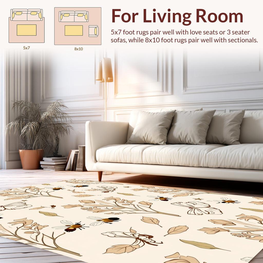 Botanical Insect Butterfly Pattern Rug