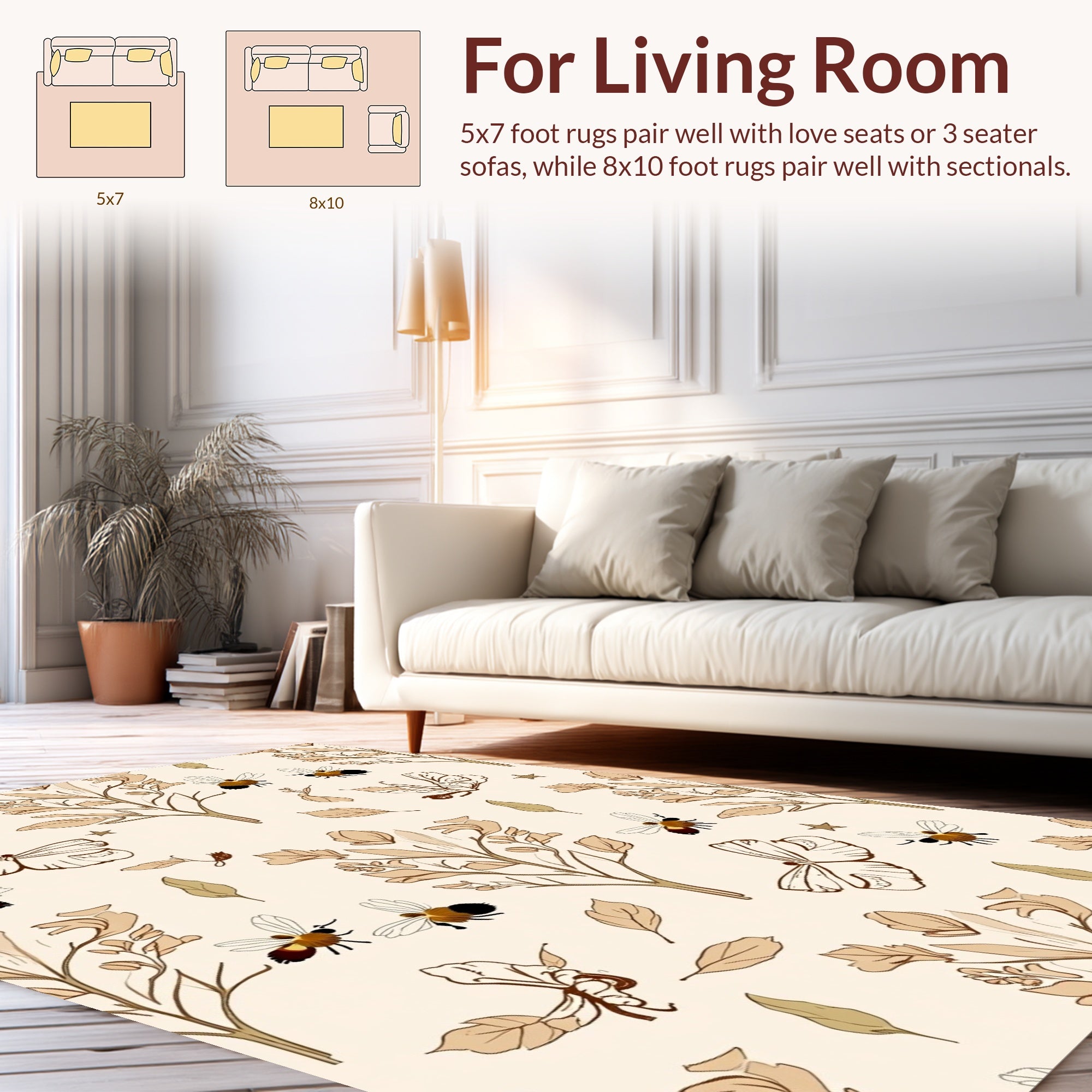 Botanical Insect Butterfly Pattern Rug