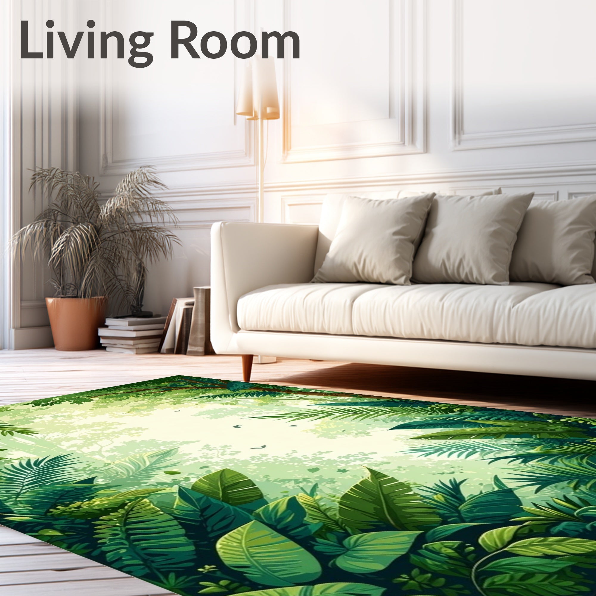 Lush Green Jungle Canopy Pattern Rug