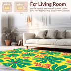 Bold Floral Design Yellow Green Rug