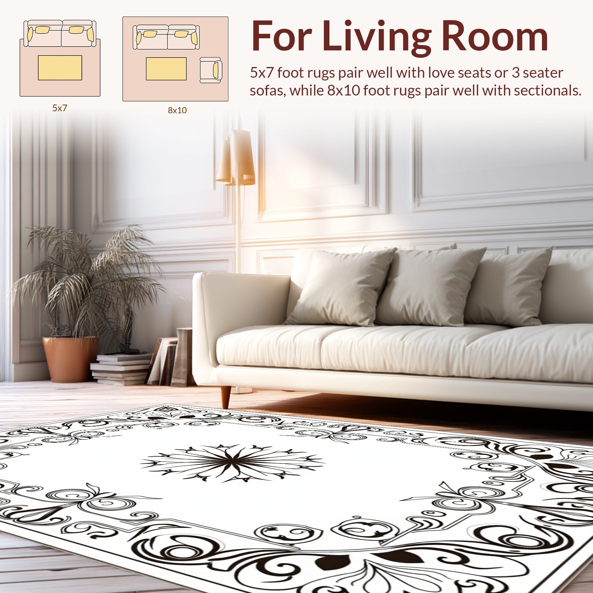 Ornate Floral Scrollwork Centerpiece Rug