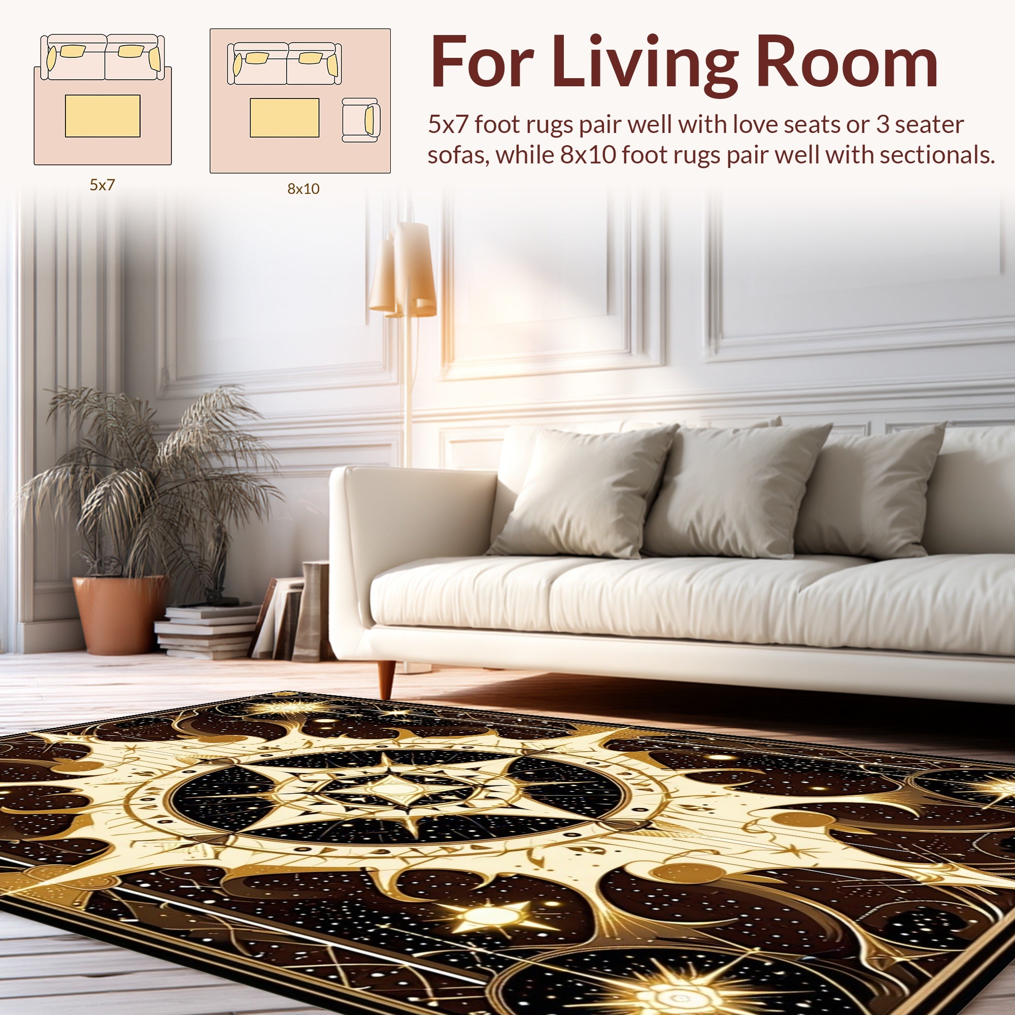 Celestial Sunburst Ornate Pattern Rug