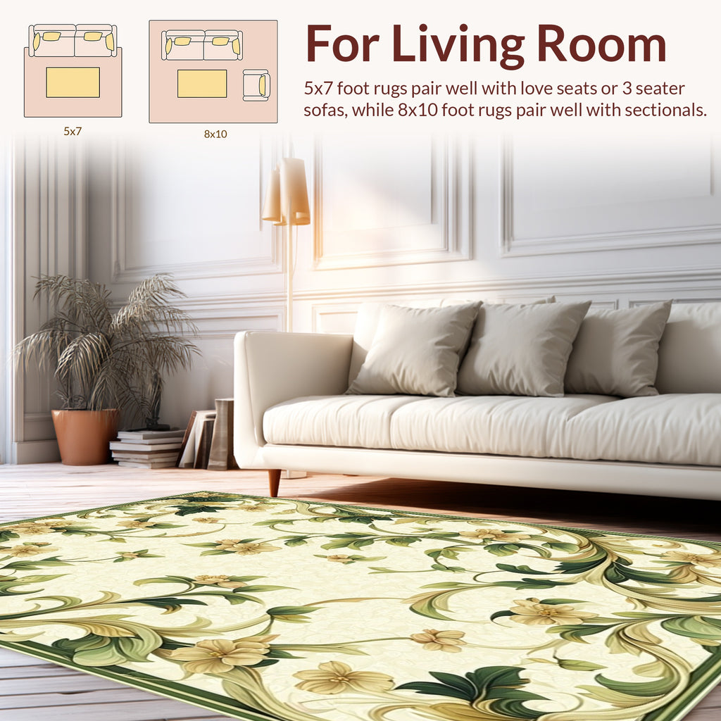 Vintage Floral Vines Botanical Design Rug