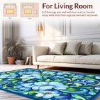 Elegant Blue Floral Swirl Pattern Rug