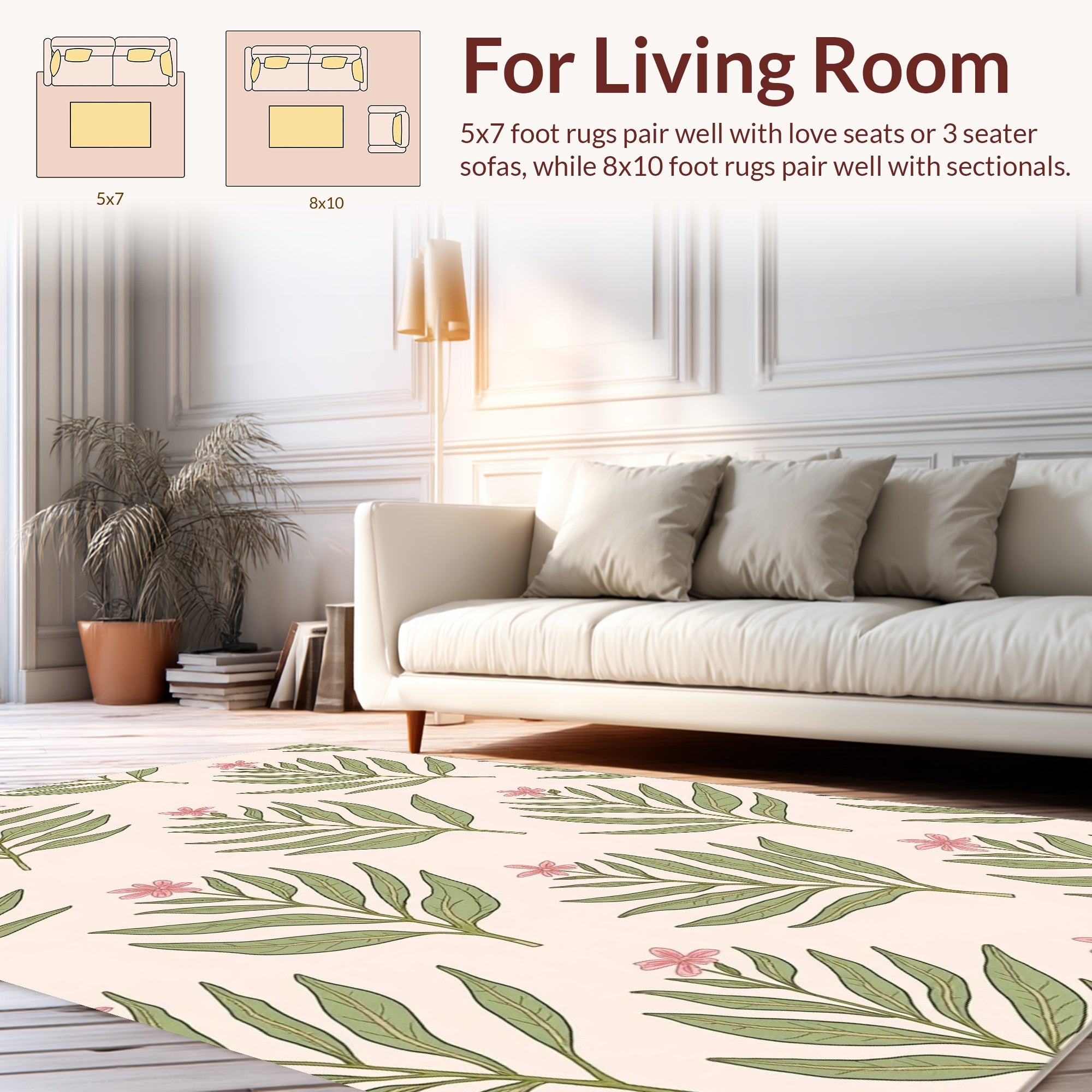 Leaf And Flower Pattern Rug