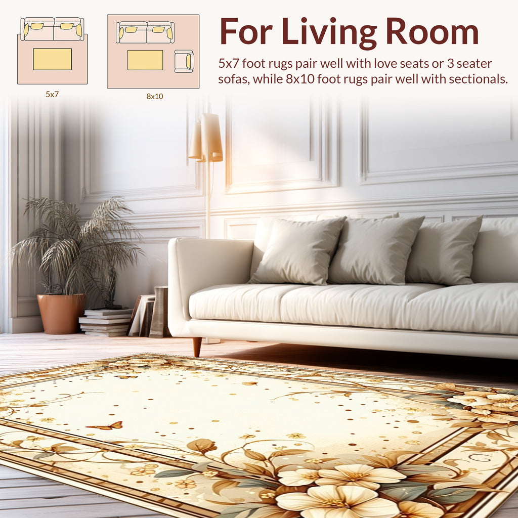 Elegant Floral And Butterfly Vines Rug