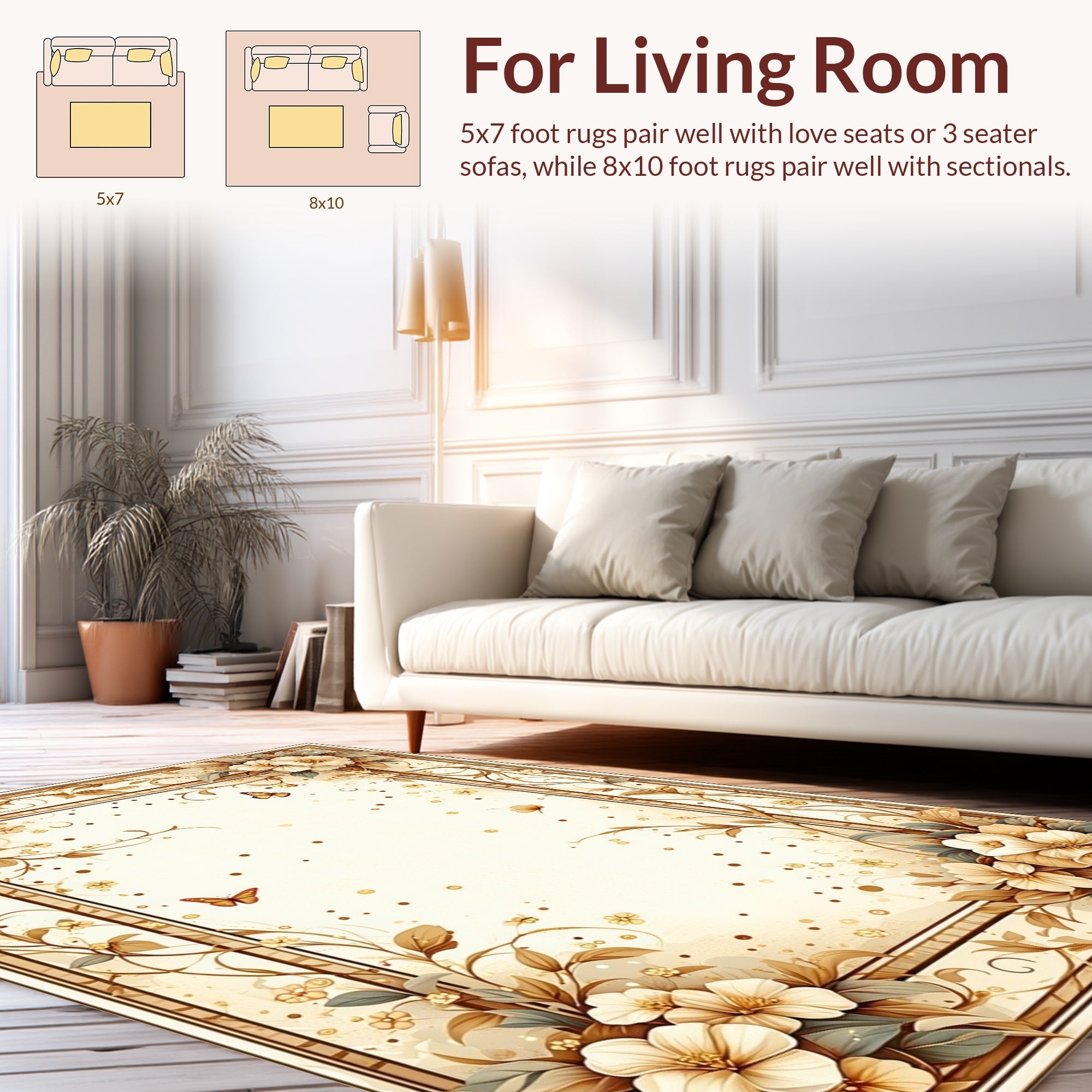 Elegant Floral And Butterfly Vines Rug