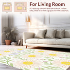 Pastel Daisy Butterfly Botanical Design Rug