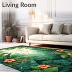 Lush Tropical Jungle Birds Design Rug