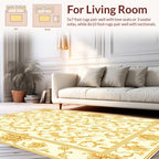 Ornate Gold Floral Vintage Design Rug