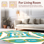 Blue Gold Art Nouveau Diamond Rug