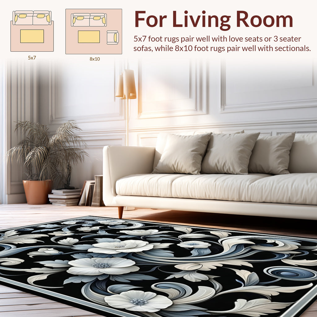 Elegant Floral Scrollwork Pattern Rug