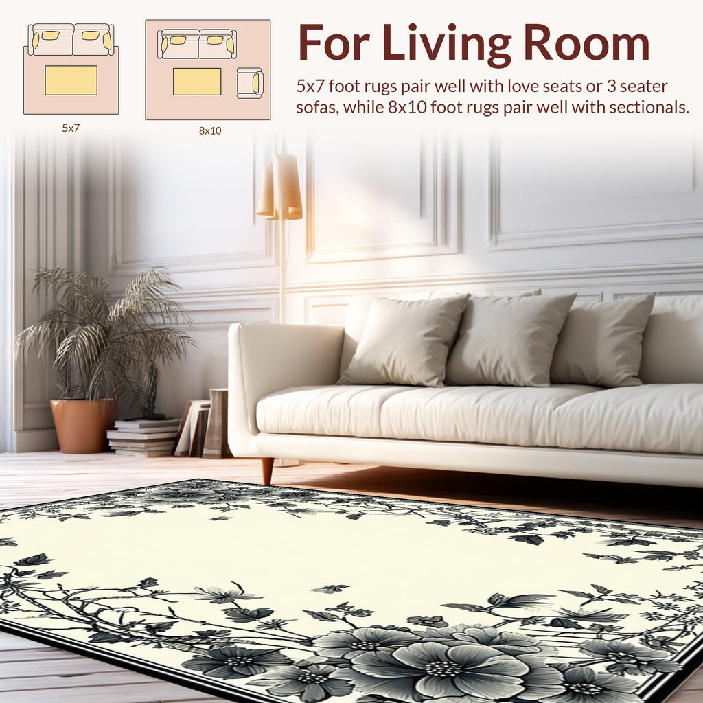 Vintage Floral Branches Nature Pattern Rug