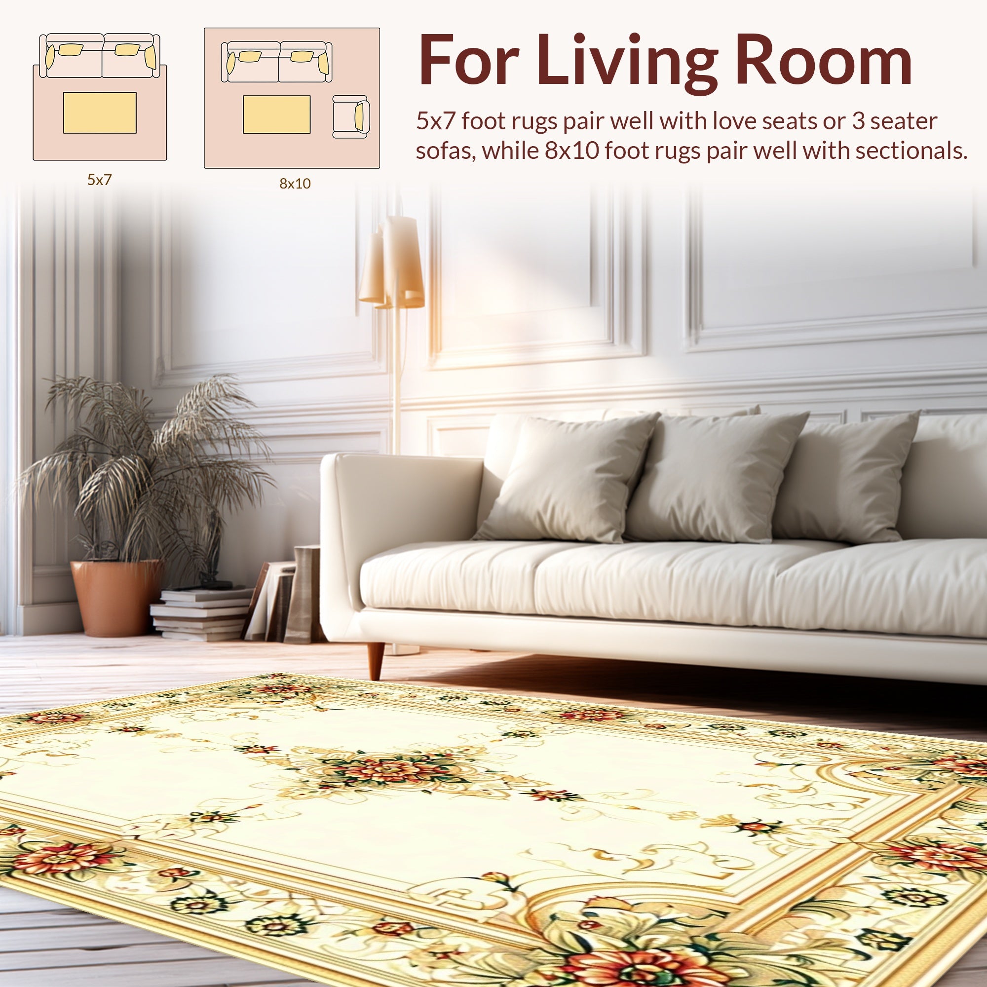 Gold Floral Medallion Intricate Rug