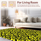 Bold Yellow Black Damask Motif Rug