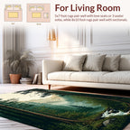Misty Forest Scenic Mountain River View Rug