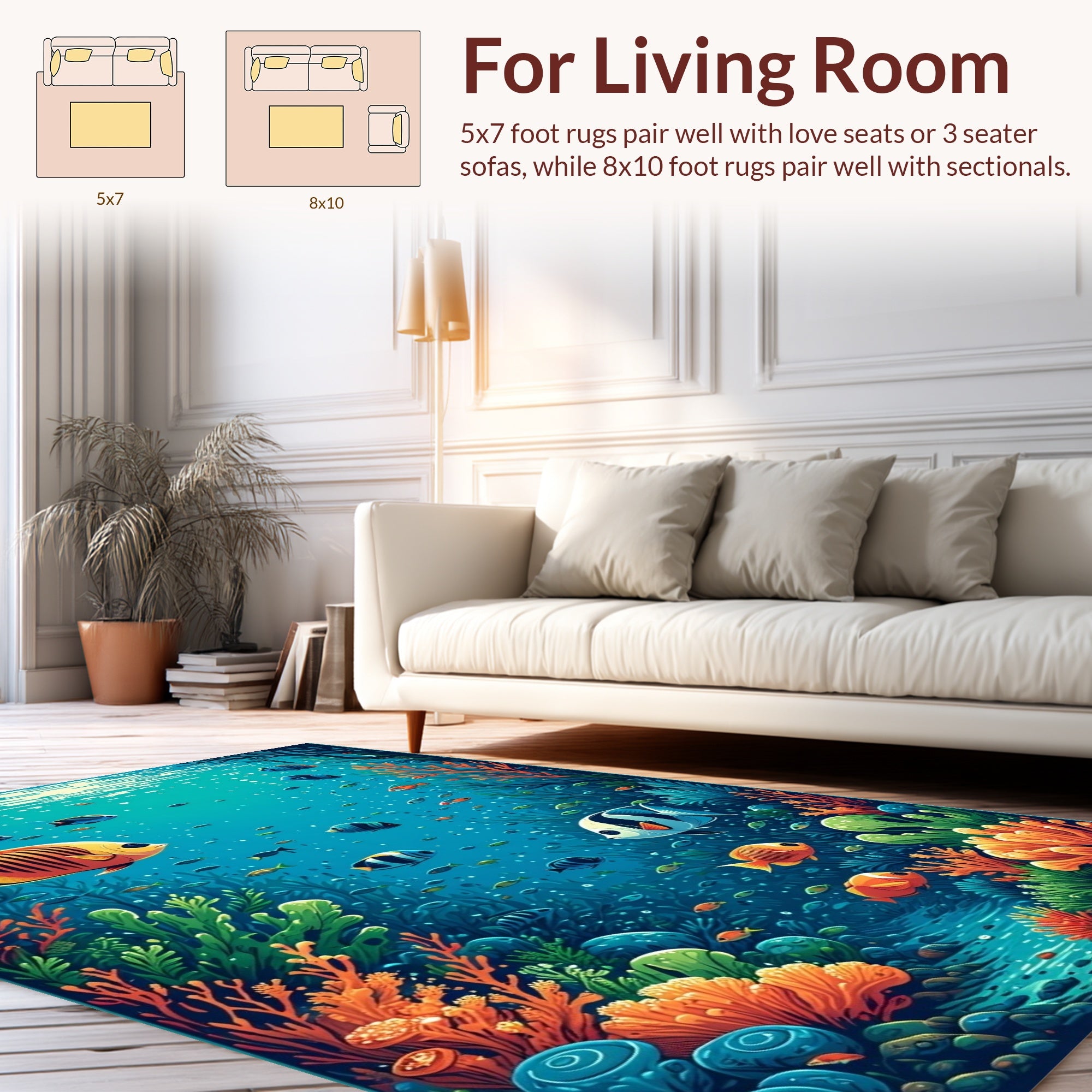 Vibrant Underwater Coral Reef Fish Design Rug