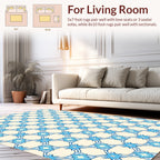 Blue Interlocking Geometric Floral Design Rug