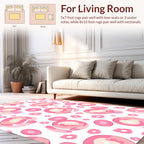 Playful Pink Circles Flowers Pattern Rug