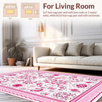 Pink Floral Mandala Border Pattern Rug