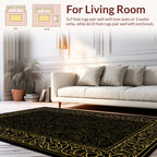 Ornate Leaf Pattern Border Rug