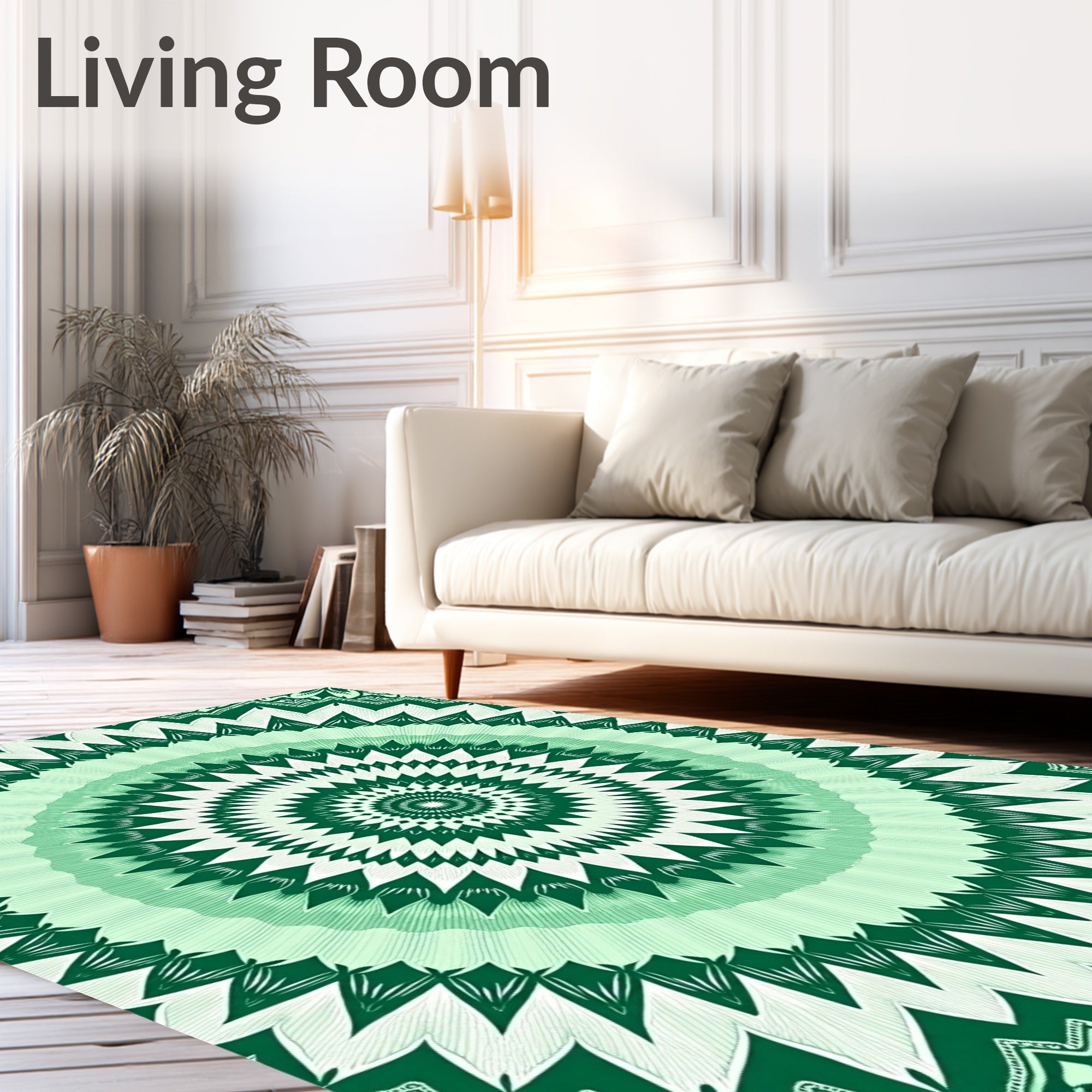 Emerald Green Radial Mandala Rug