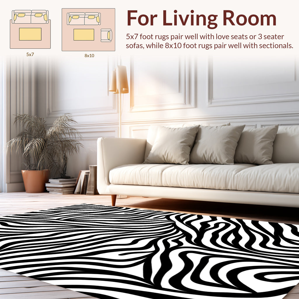 Monochrome Zebra Stripe Abstract Pattern Rug