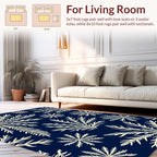 Navy Blue Floral Starburst Pattern Design Rug