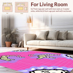 Playful Tigers On Pink Grid Design Rug