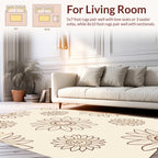 Floral Outline Retro Sunflowers Pattern Rug