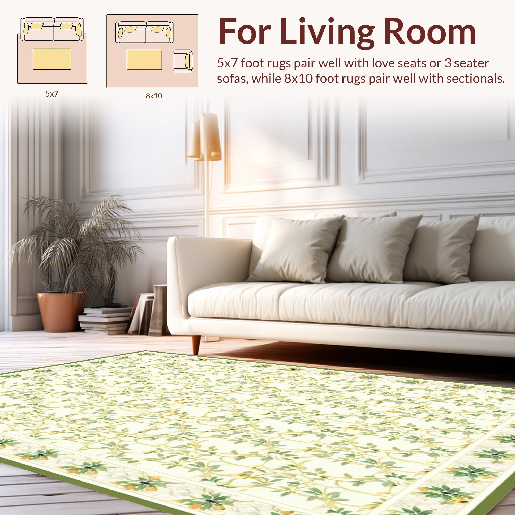 Botanical Vines With Orange Accents Rug