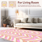 Abstract Pink Organic Geometric Design Rug