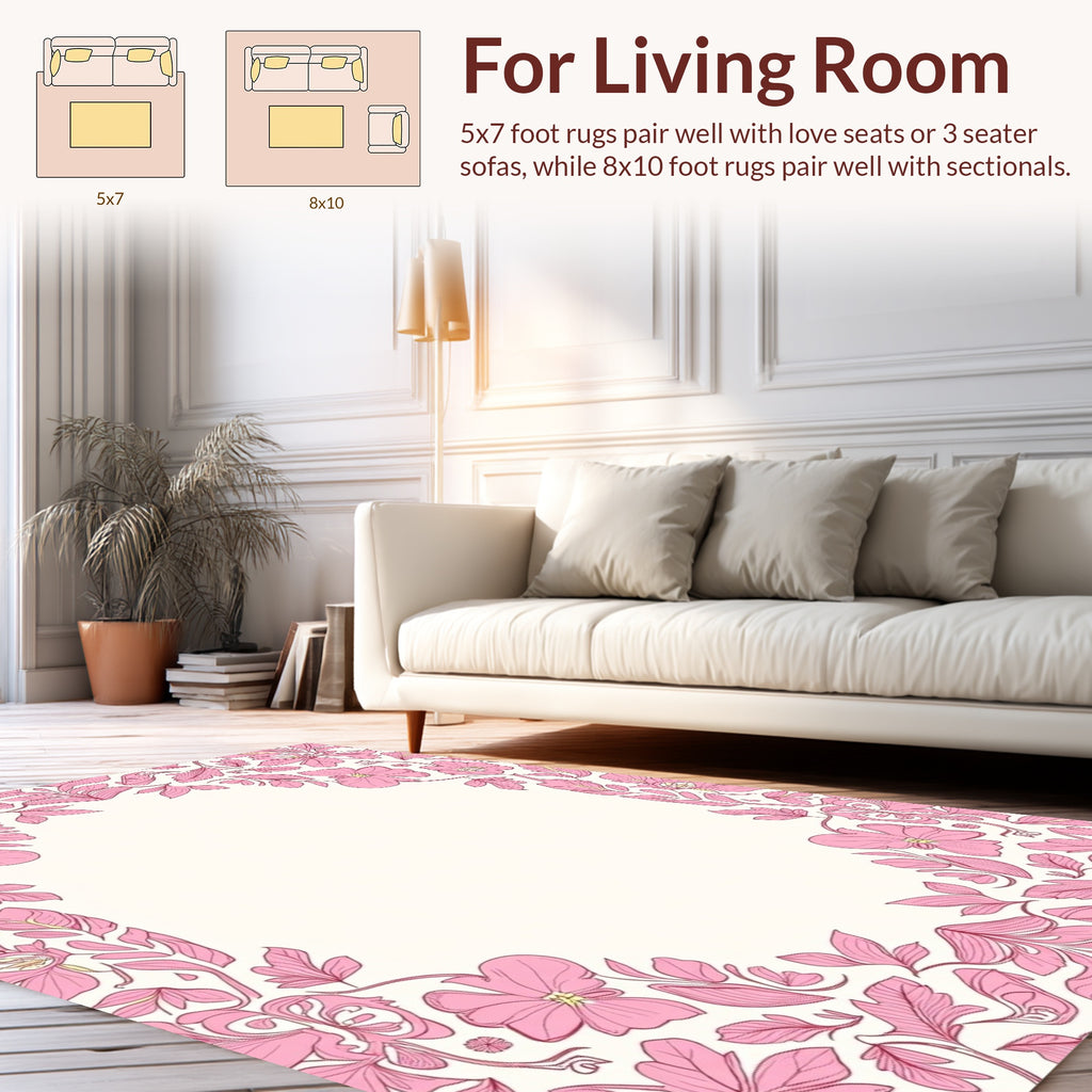 Pink Floral Symmetry Pattern Rug