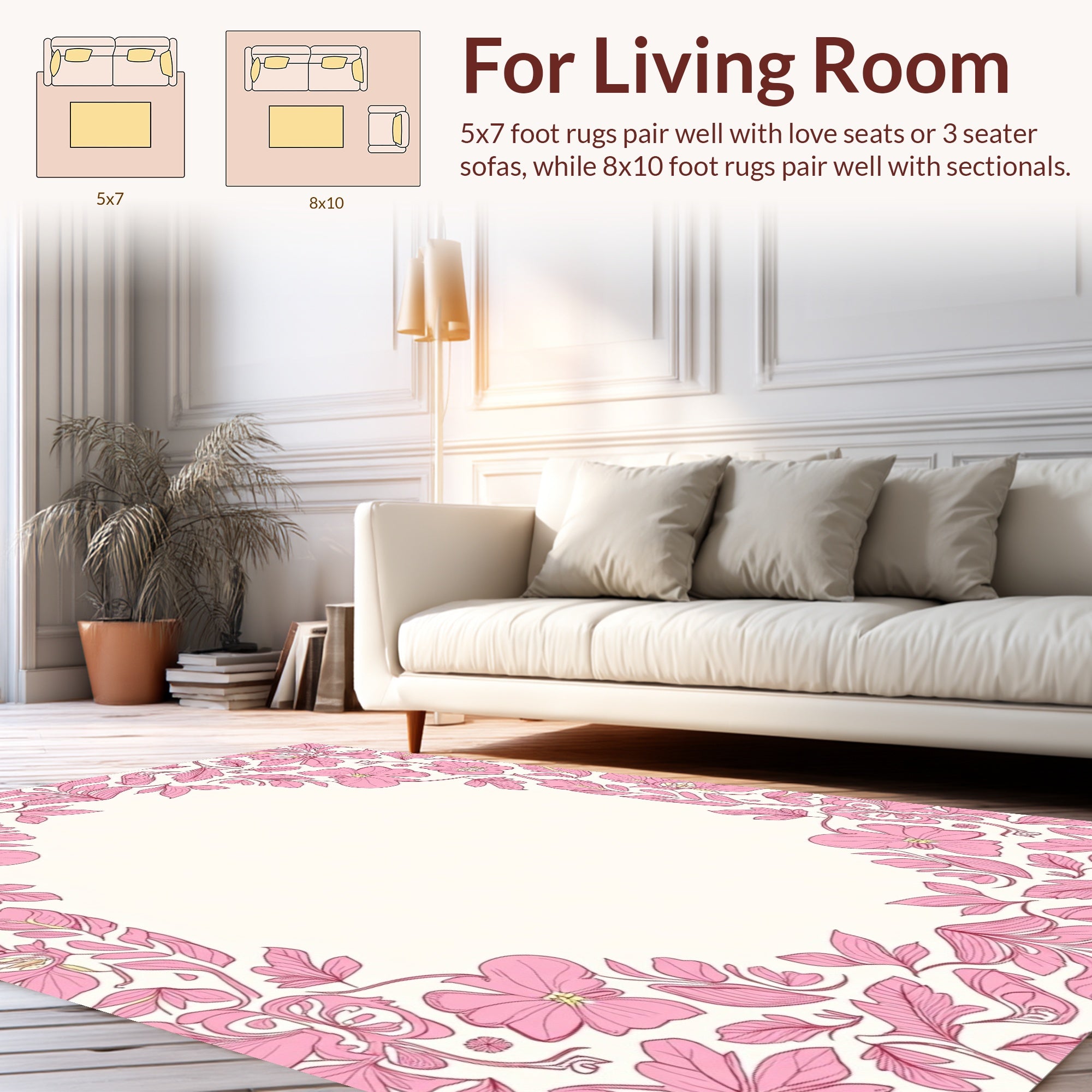 Pink Floral Symmetry Pattern Rug