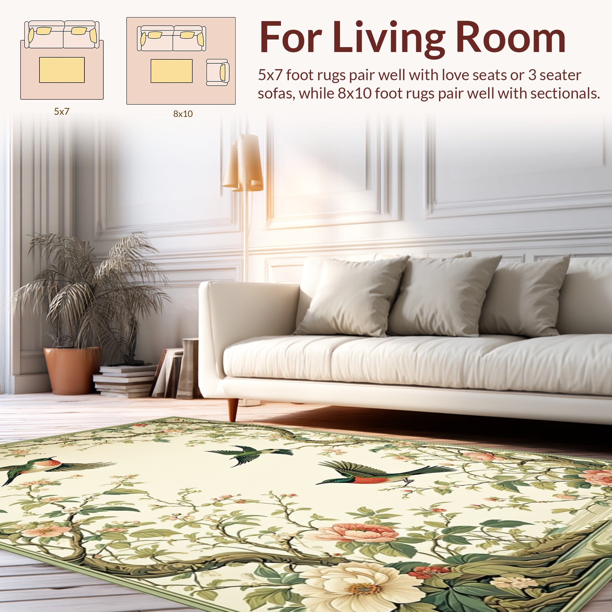 Floral Birds Enchanting Garden Tapestry Rug