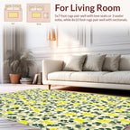 Yellow Floral Vine Patterned Rug