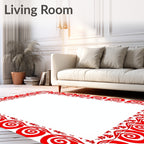 Bold Red Swirl Border Deco Rug