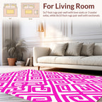 Bold Pink Geometric Line Art Pattern Rug