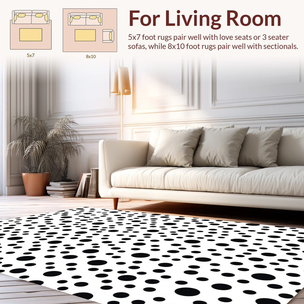Abstract Black Dot Pattern Rug