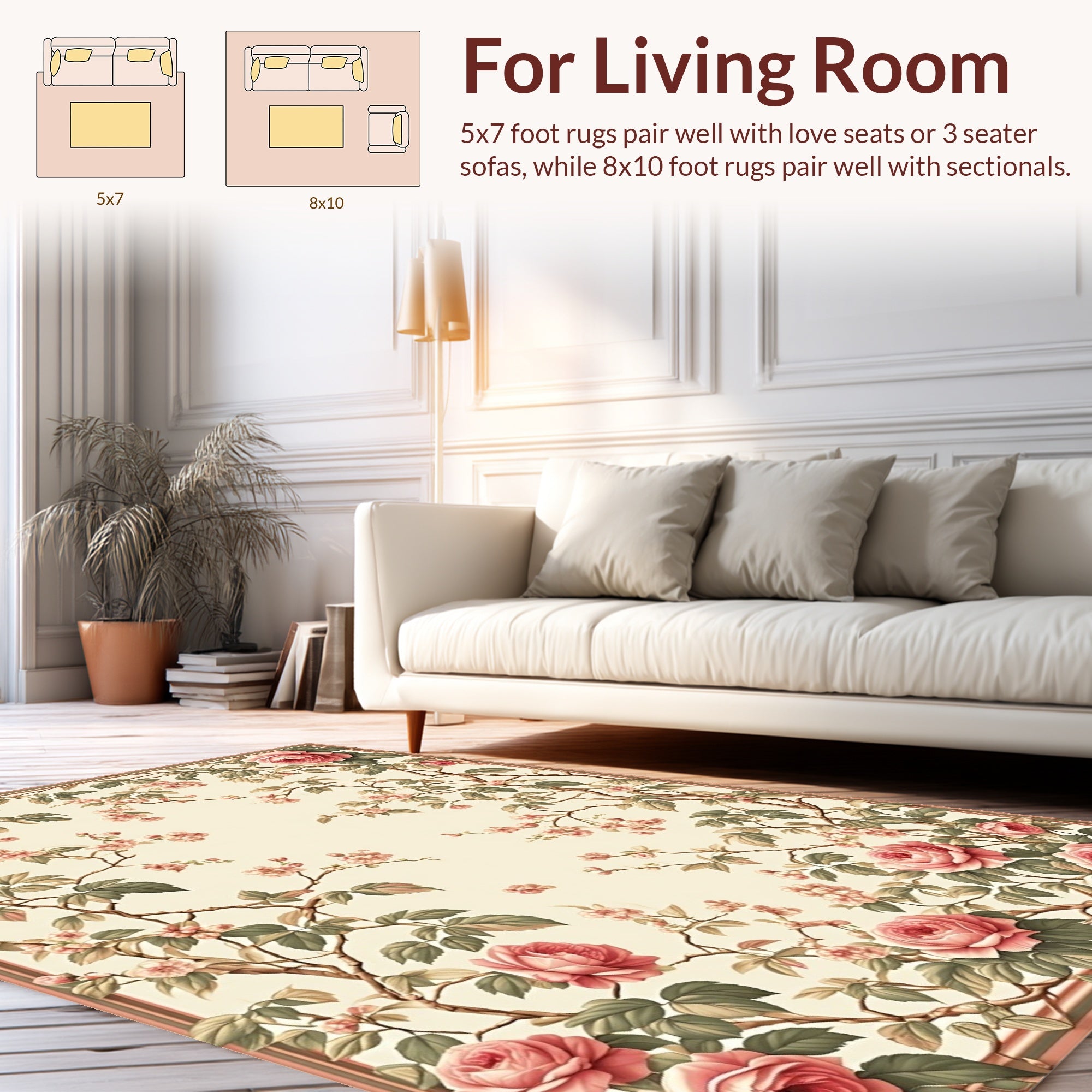 Vintage Rose and Blossom Branches Rug