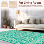 Art Deco Geometric Teal Cream Pattern Rug