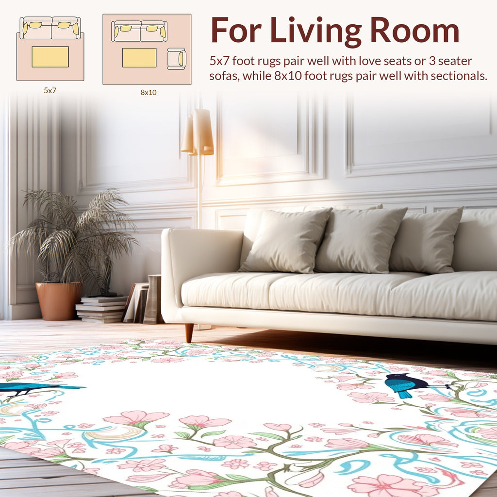 Bluebird Garden Whimsical Floral Accent Rug