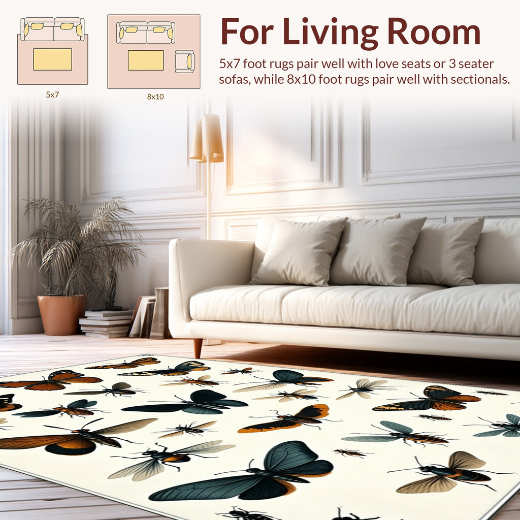 Vintage Butterfly Insect Collection Rug