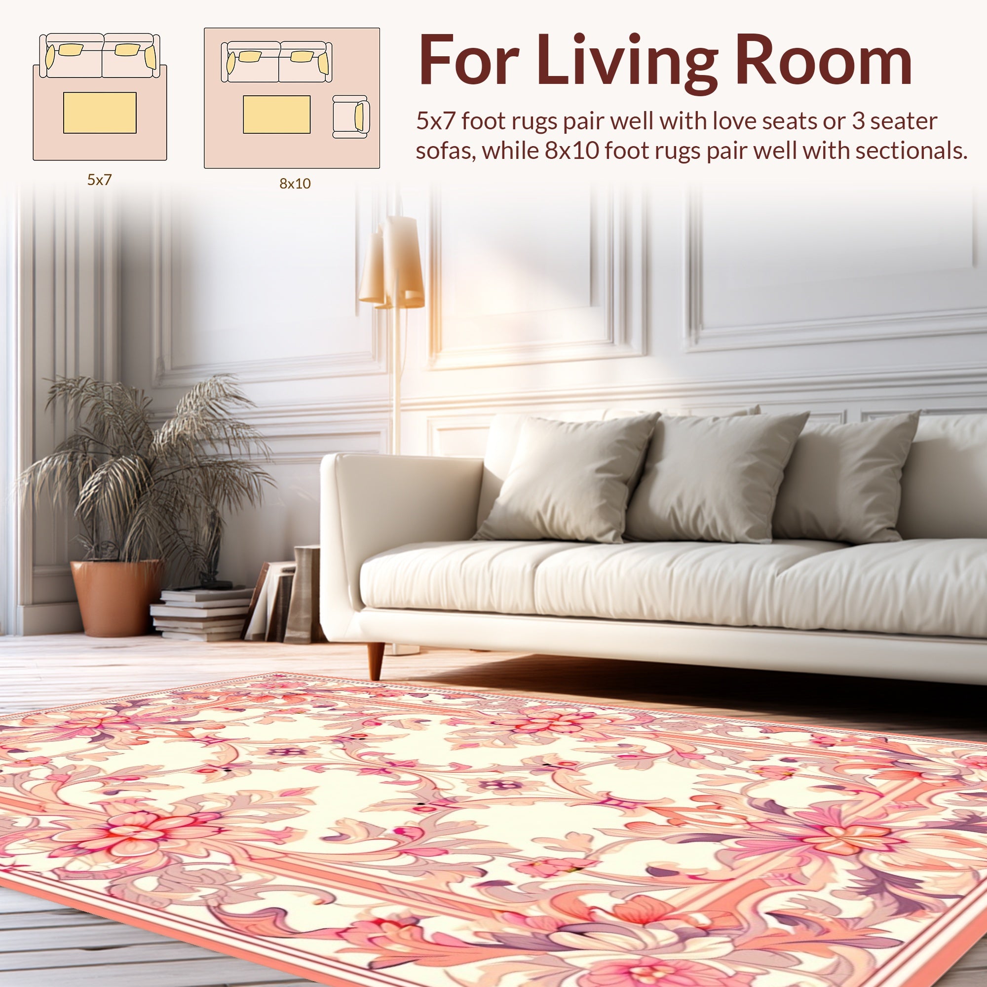 Ornate Floral Scrollwork Pastel Pattern Rug