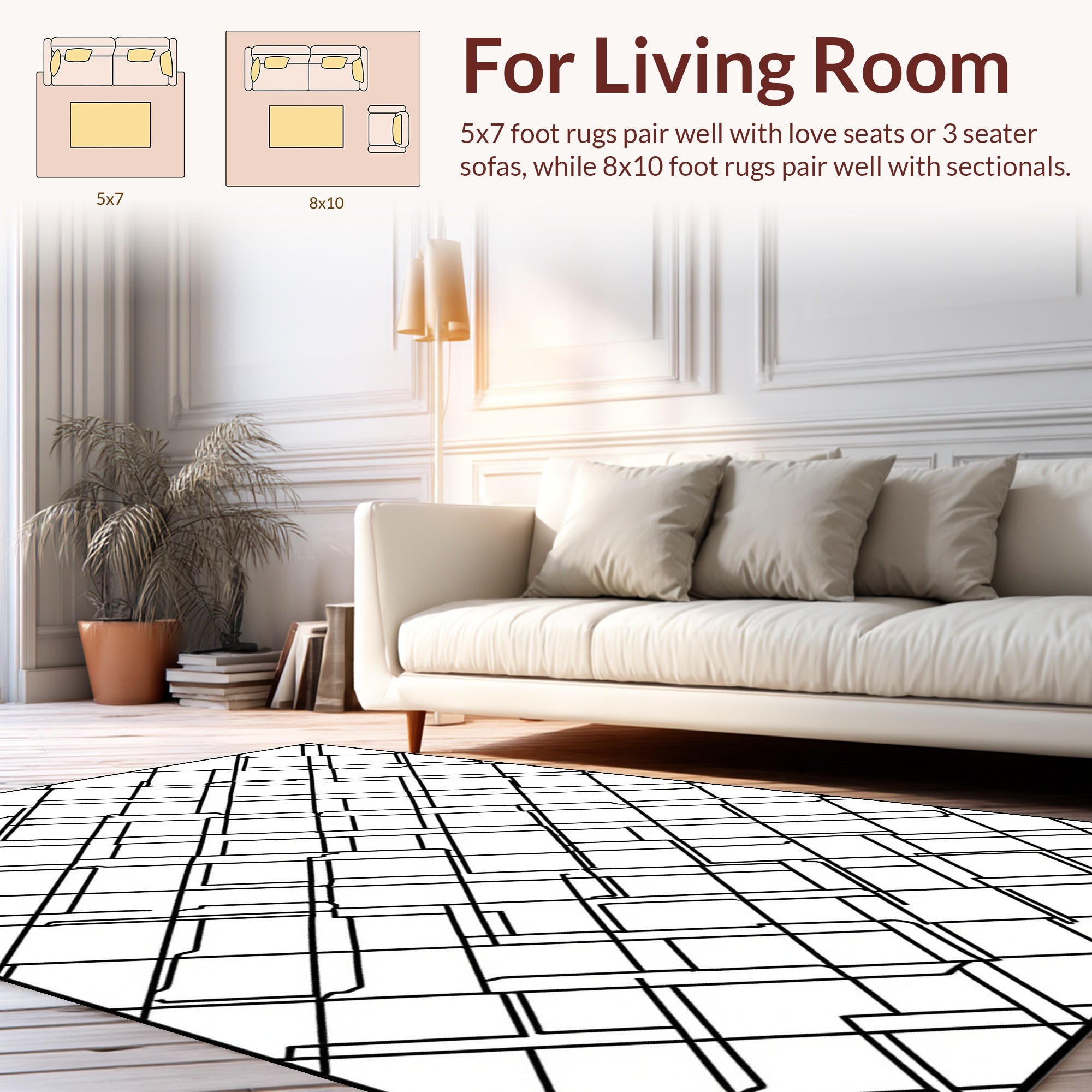 Diagonal Grid With Broken Lines Pattern Rug
