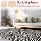 Bold Black And White Abstract Flow Rug
