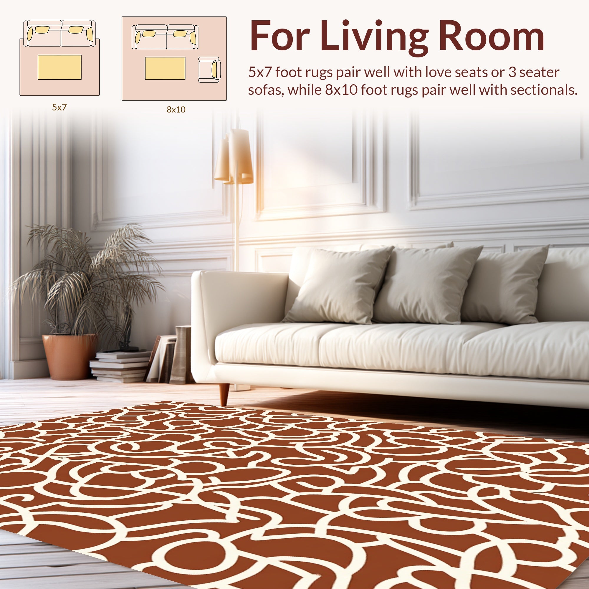 Abstract Swirl Creamy White Design Rug